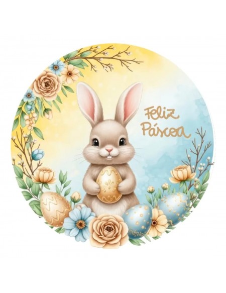 (R$38,00) Capa Painel Redondo Feliz Páscoa