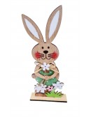 (R$10,00) Coelho Decorativo MDF - Roupa Verde (A 24cm)