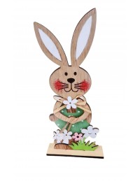 (R$10,00) Coelho Decorativo MDF - Roupa Verde (A 24cm)