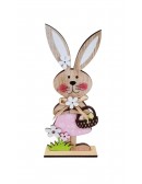 (R$10,00) Coelha Decorativo MDF - Roupa Rosa (A 24cm)