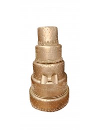 (R$145,00) Bolo Fake Dourado 5 Andares (D35/A60cm)