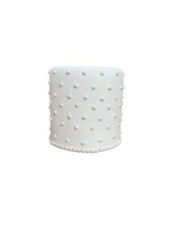 (R$25,00) Bolo Fake Branco Bolinhas 1 Andar (D15cm/A14.5cm)
