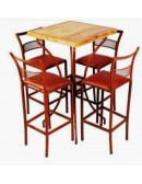 (R$128,00) Kit Drink (Mesa c/ Tampo Demolição 0.70x0.70xA1.08m + 4 Banquetas A98cm)