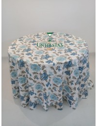 (R$19,80) Toalha Aparador Estampada Azul Floral (2.80m)