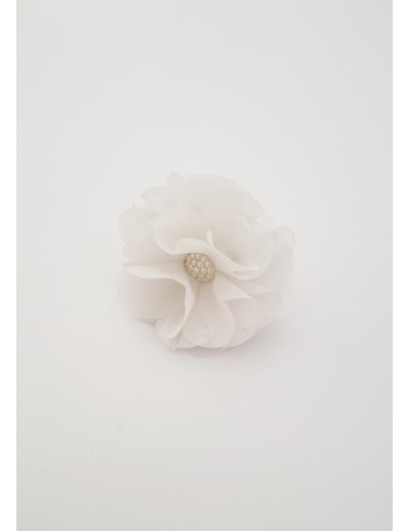 (R$1,50) Anel Guardanapo - Flor Tecido Branco