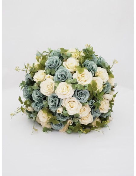 (R$35,00) Buquê Permanente Flor Azul e Pérola