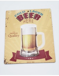 (R$4,00) Placa - Cold Lager Beer Here  (L19 x A23cm)