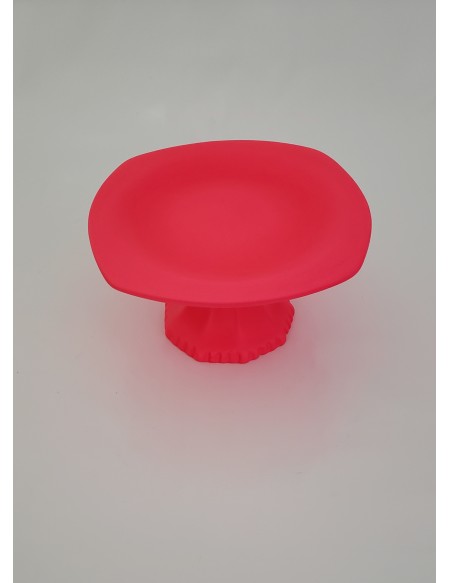 (R$6,00) Boleira Quadrada Rosa Neon (A10 / D19.5cm)