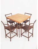 (R$98,00) Kit Baixo Drink (MESA BAIXA C/ TAMPO DEMOLIÇÃO 70x70xA78cm + 4 BANQUETAS A76CM)