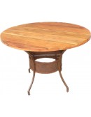 (R$98,00) Mesa Demolição Redonda (D1.20m/A80cm) + Pé Ferro Envelhecido