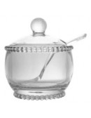 (R$12,00) Açucareiro Cristal (D8xA7cm) + Colher Inox