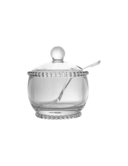 (R$12,00) Açucareiro Cristal (D8xA7cm) + Colher Inox