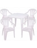(R$22,80) Kit Mesa de Plástico + 4 Cadeiras Poltrona (Braço)