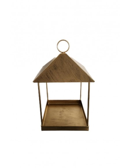 (R$18,00) Lanterna Dourada Envelhecida P (15x15 / A28cm)