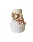 (R$120,00) Bolo Fake Flores Rosa 4 Andares (D36/A46cm)