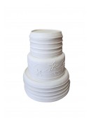(R$85,00) Bolo Fake Branco 3 Andares (D26cm /A33cm )