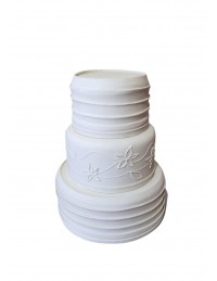 (R$85,00) Bolo Fake Branco 3 Andares (D26cm /A33cm )