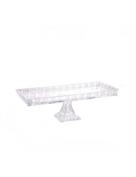(R$28,00) Travessa Retangular Cristal com Pé (34x15cm /A10cm)