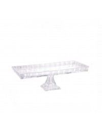 (R$28,00) Travessa Retangular Cristal com Pé (34x15cm /A10cm)