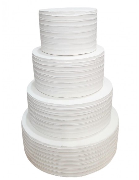 (R$110,00) Bolo Fake Espatulado Branco 4 andares (D30/A40cm)