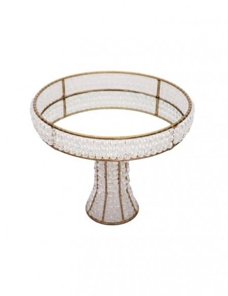 (R$25,00) Bandeja Cristal Pé Alto Dourada (A24 / D27cm)