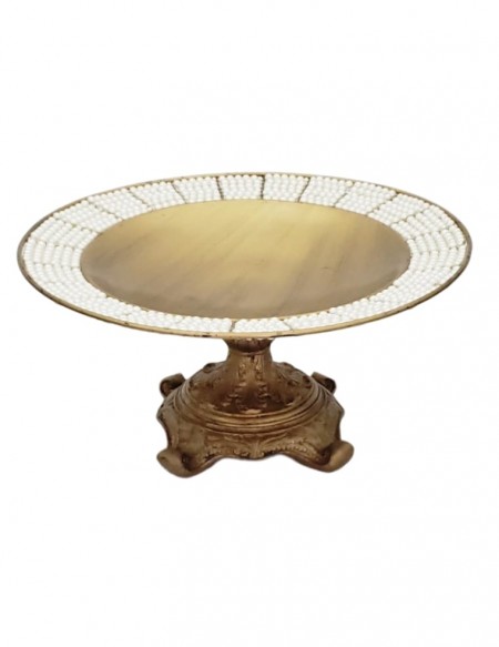 (R$35,00) Bandeja Pérola Pé Resina (A23 /D47cm)