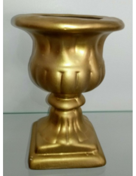 (R$ 15,00) Vaso Dourado Canelado M