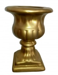 (R$14,00) Vaso Dourado Canelado M (21x16cm)