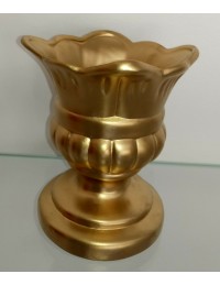 (R$8,00) Vaso Dourado Canelado P (16x13cm)