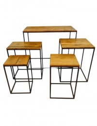 (R$148,00) Kit Mesa Cubo Tampo Demolição / Pé Ferro Envelhecido(5 Peças)