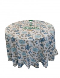 (R$22,80) Toalha Aparador Estampada Azul Floral (2.80m)